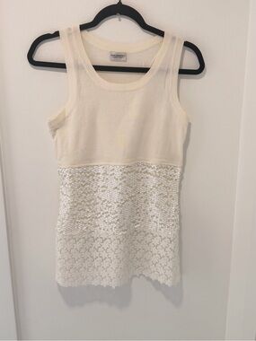 Alberta Ferretti Cream Crewneck Knit Top